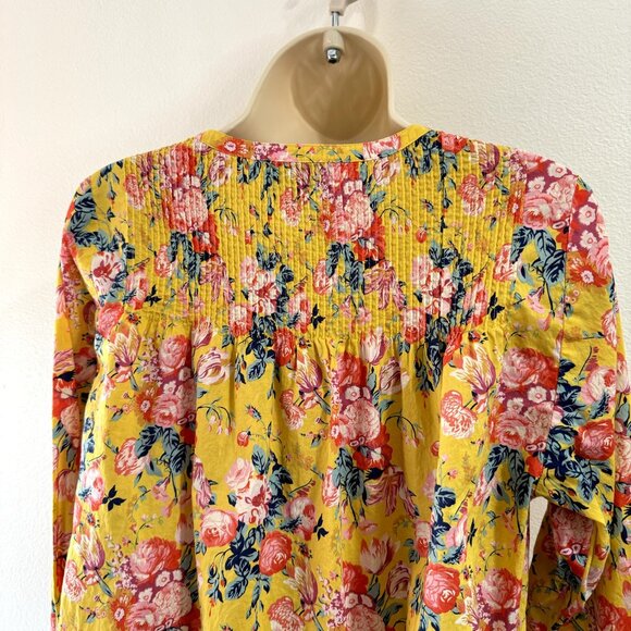 J. Crew Shirt Size 6 / S Liberty Fabric Yellow Floral Blouse Magical Bouquet - Picture 8 of 12